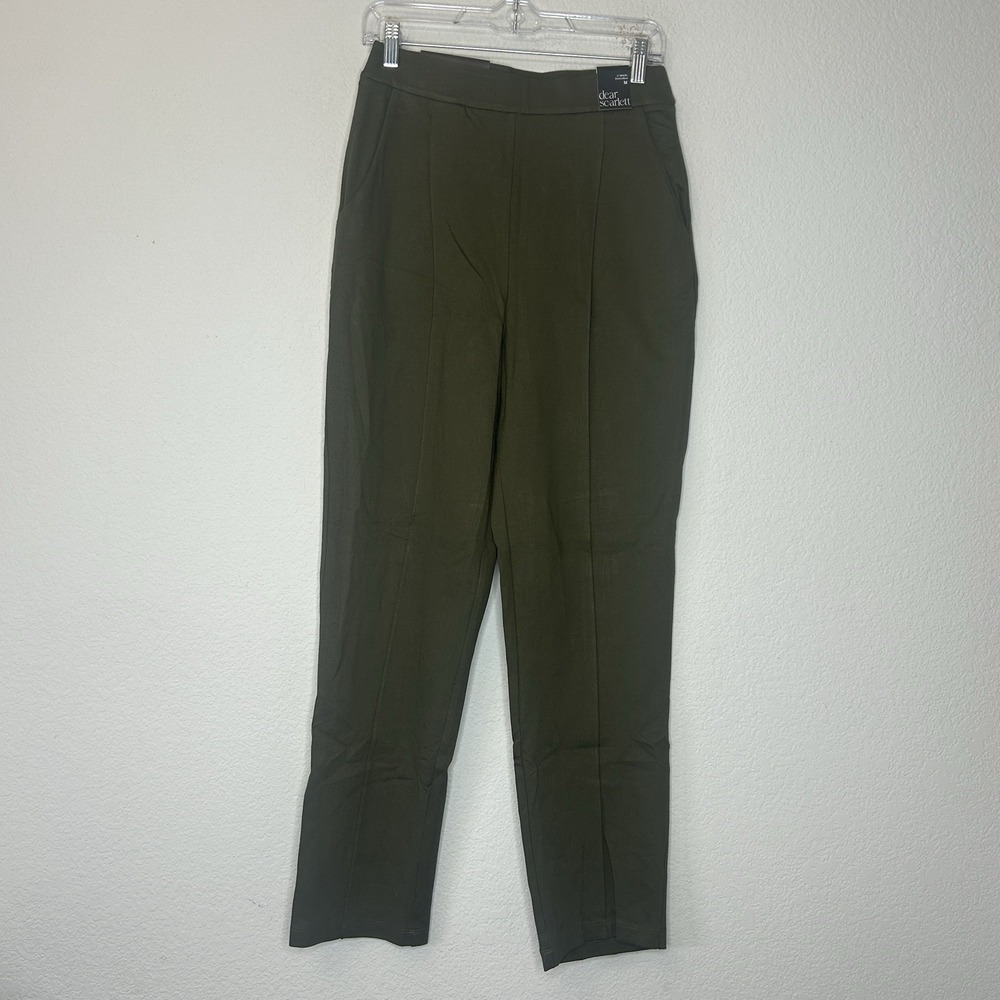Dear Scarlett Everywhere Magic Pants Size M Olive Green Ponte Knit High Rise - Picture 2 of 16